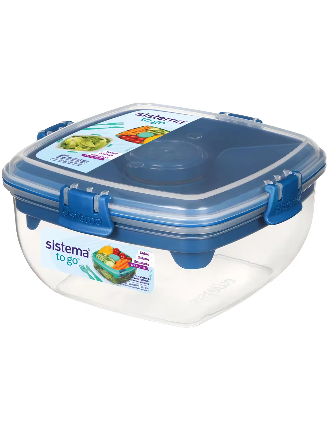 Sistema 1.1L Salad Bento Box, Divided Tray, With Fork & Knife - Gomix Brands Outlet